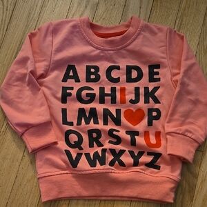Pink Long Sleeve Alphabet Print Tee